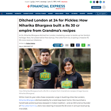 Featured in Financial Express: Our Journey from Grandma’s Recipes to a ₹30 Cr Dream